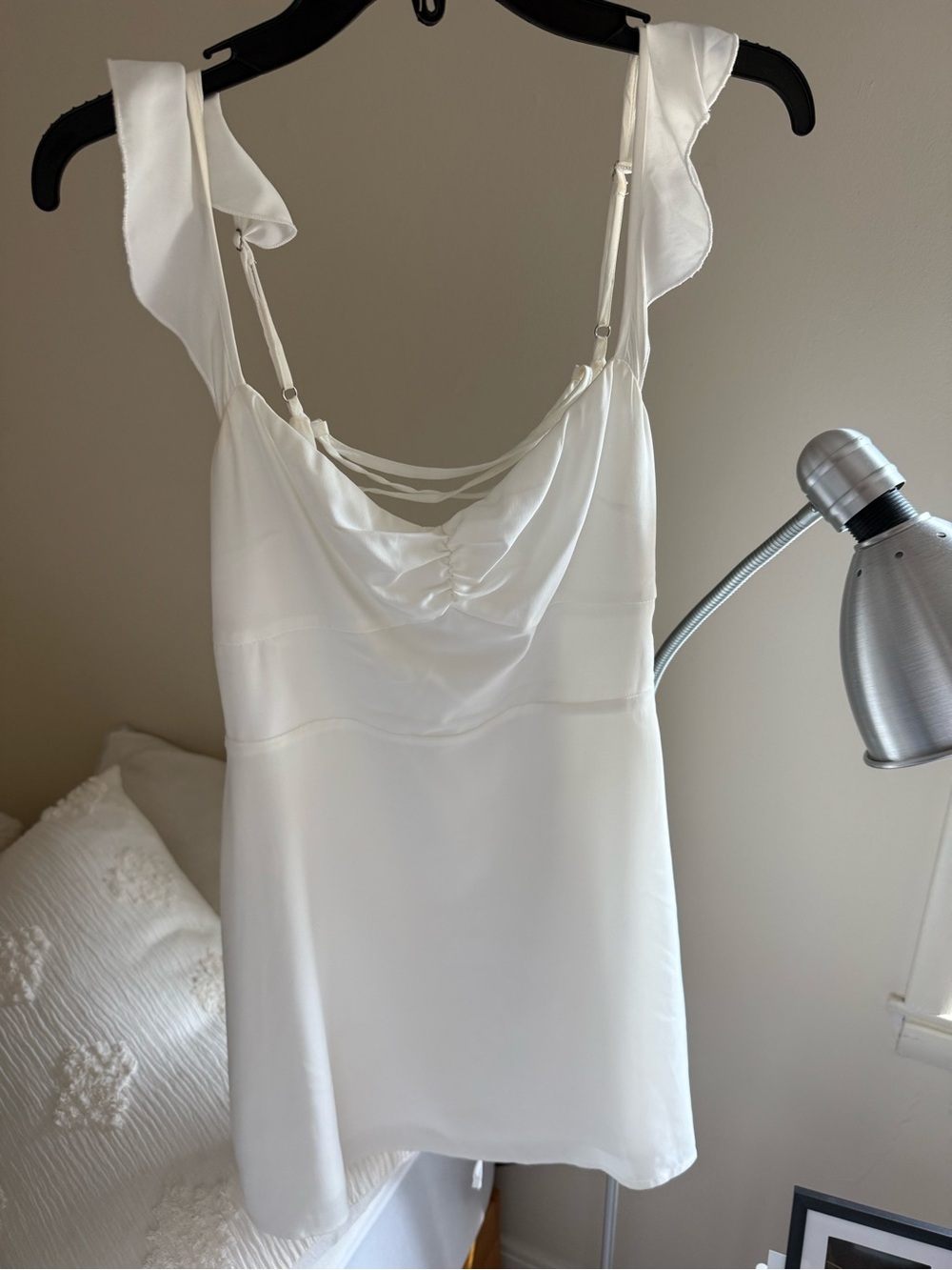 Princess Polly White Formal Mini Dress with Ruffle Shoulder Straps